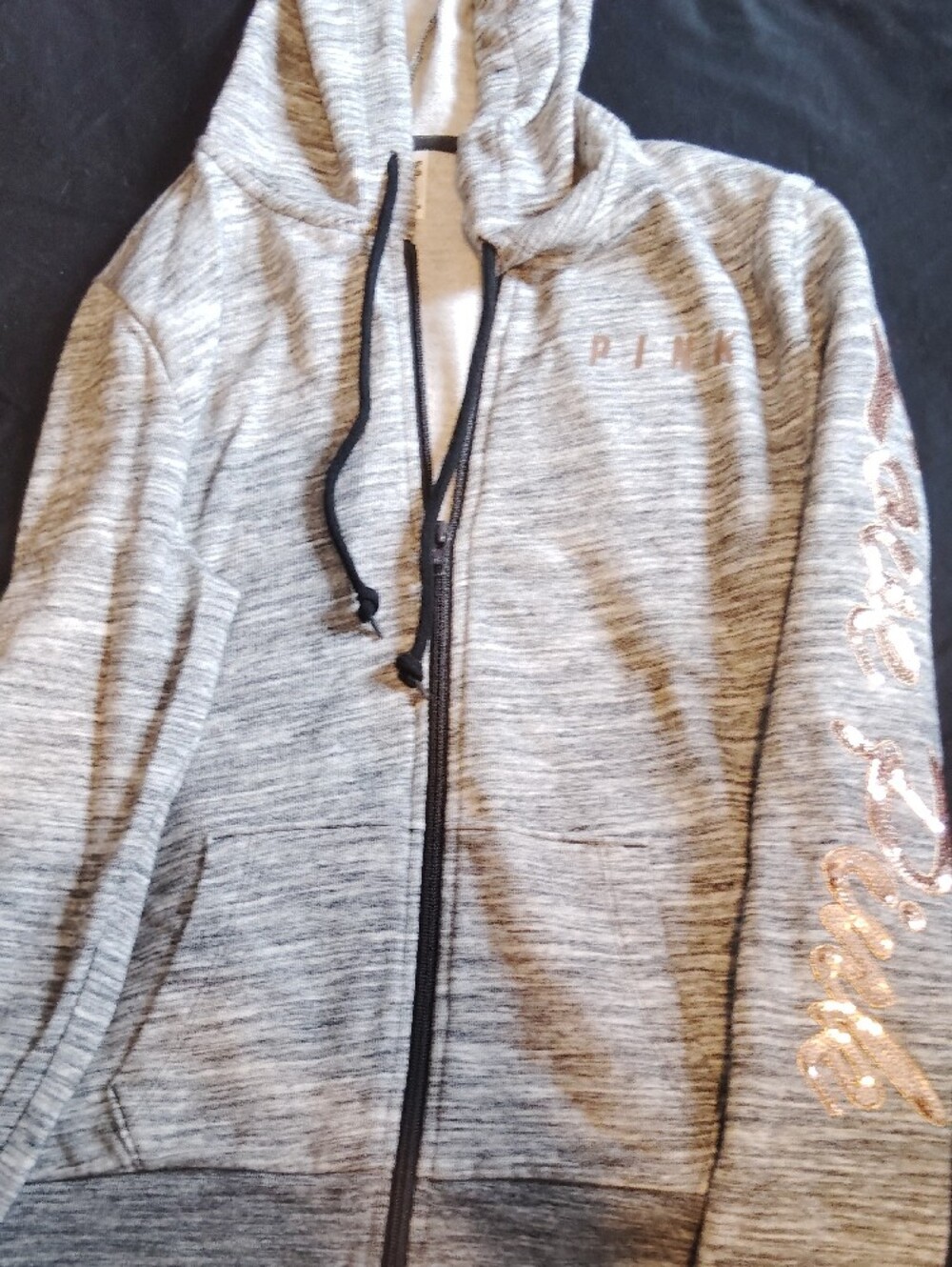 PINK Victoria's Secret Gray Jogger Set with Rose-Gold Star Accents S NEW - Picture 9 of 9